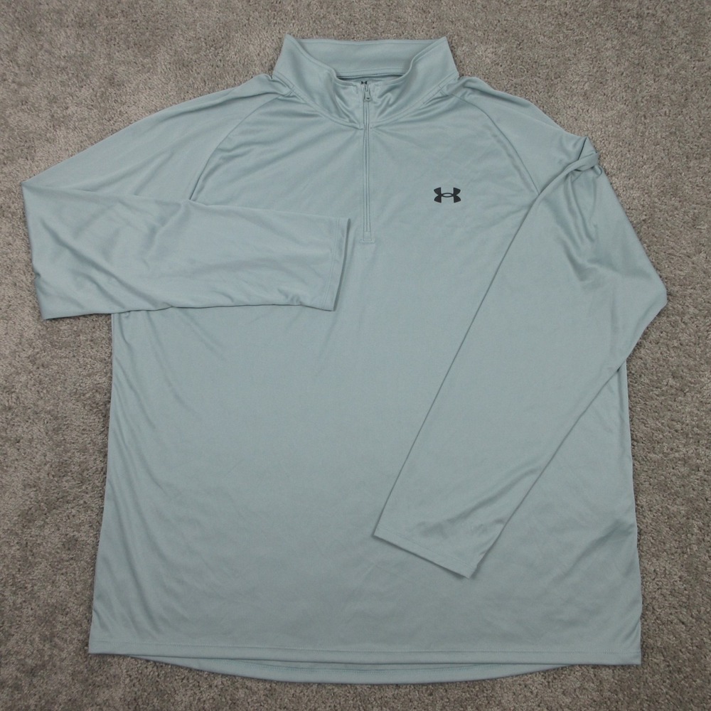Under Armour Sweater Mens 4XL Gray Green Performance Golf 1/4 Zip Lightweight